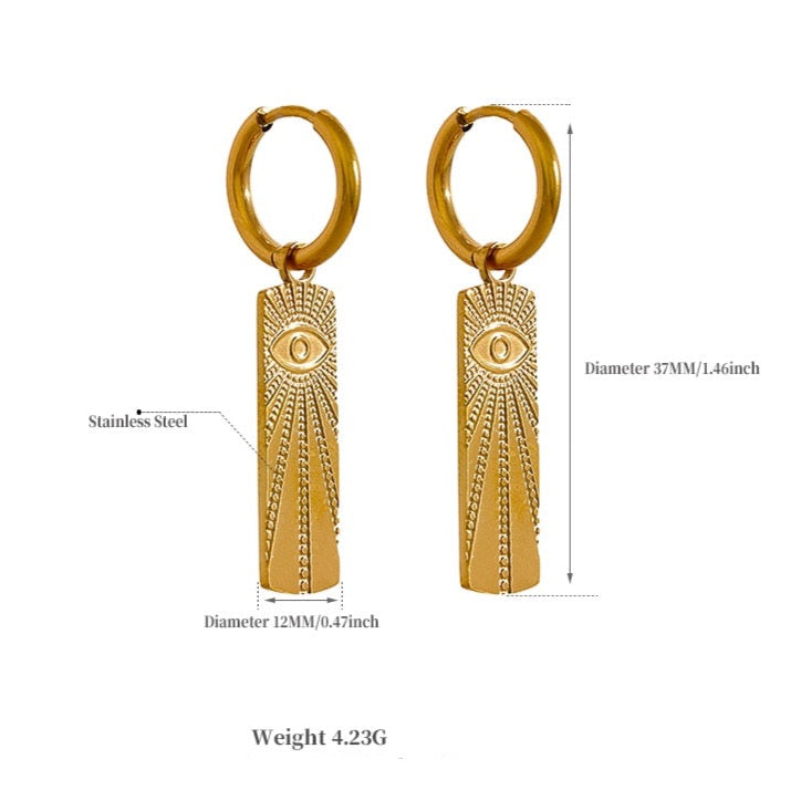 Rectangular Radiant Eye Huggie Hoop Earrings