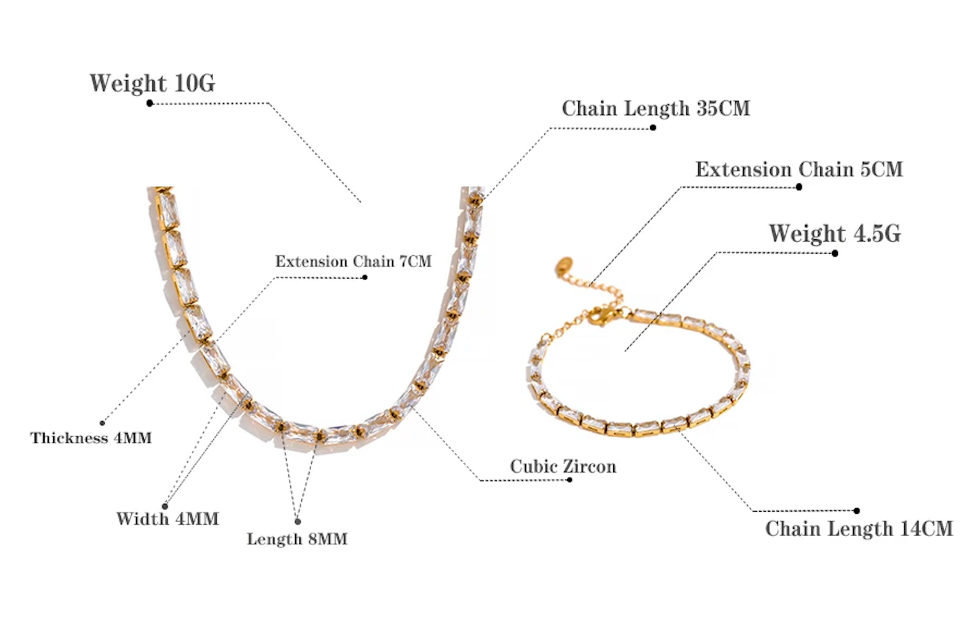 Zenith Zirconia Necklace & Bracelet