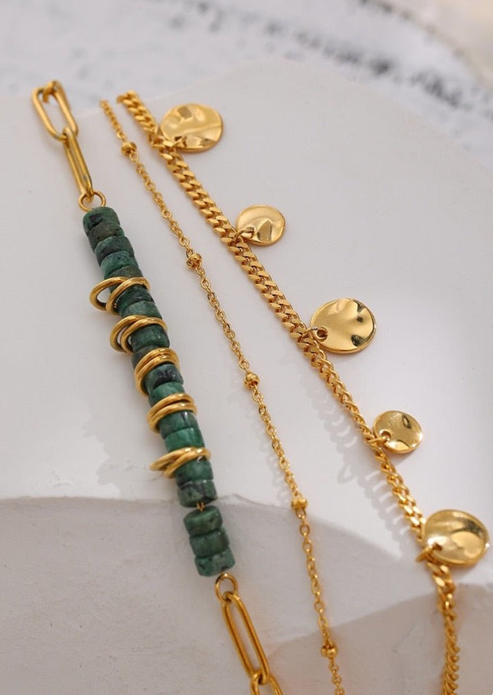 African Pine Aligned Layered Bracelet - Stella Sage