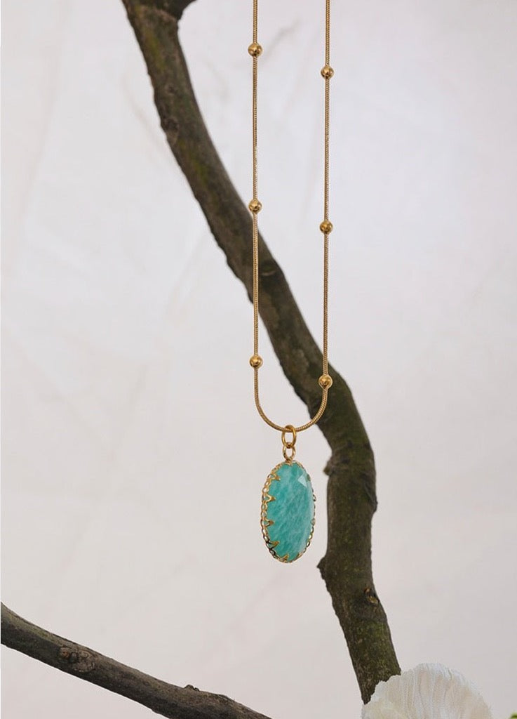 Amaze Me Amazonite Pendant Necklace - Stella Sage