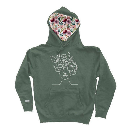 Blooming Thoughts Lined Hood Heavyweight Hoodie - Stella Sage