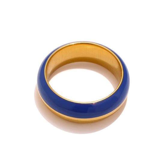 Blue Steel Enamel Ring - Stella Sage