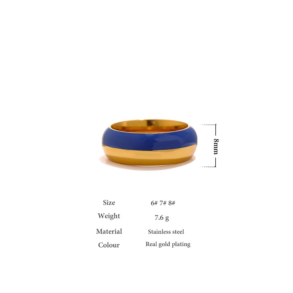 Blue Steel Enamel Ring - Stella Sage