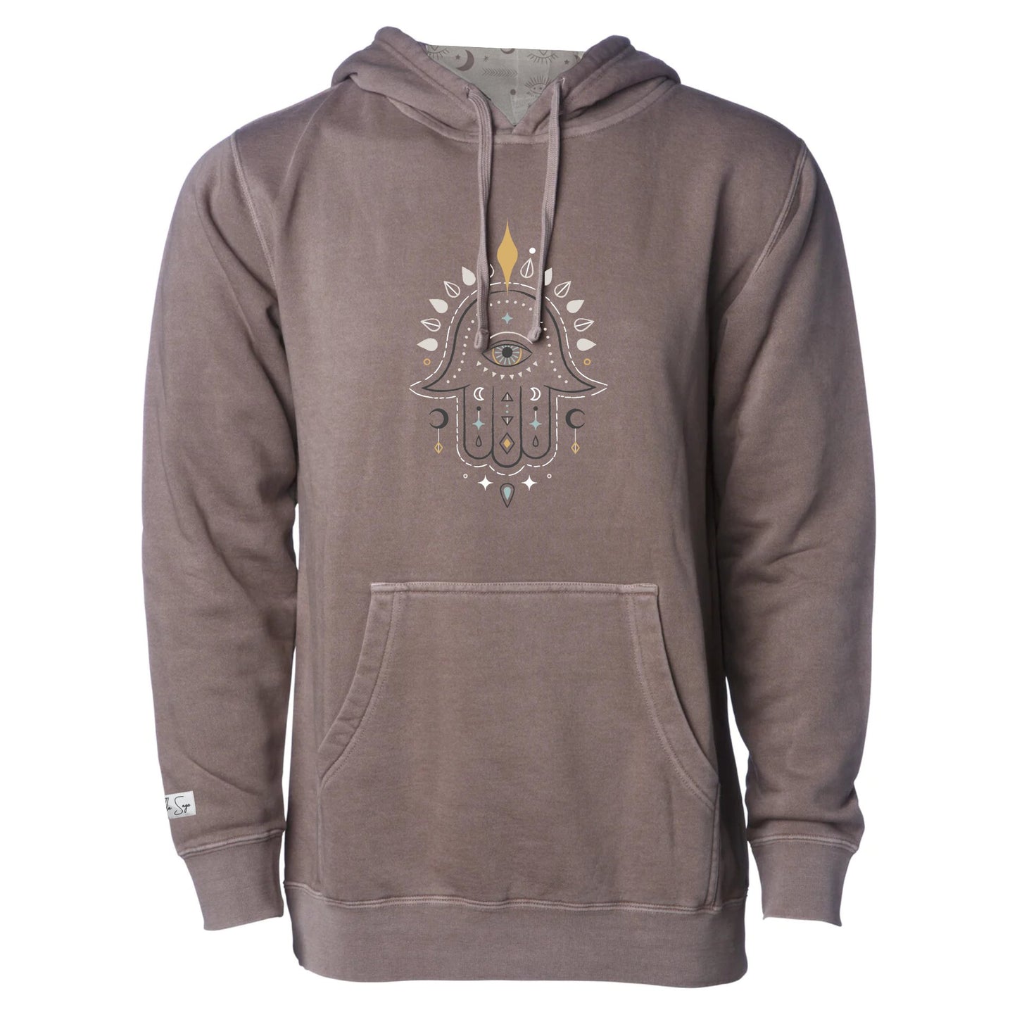 Boho Hamsa Pigment Dyed Hoodie - Stella Sage