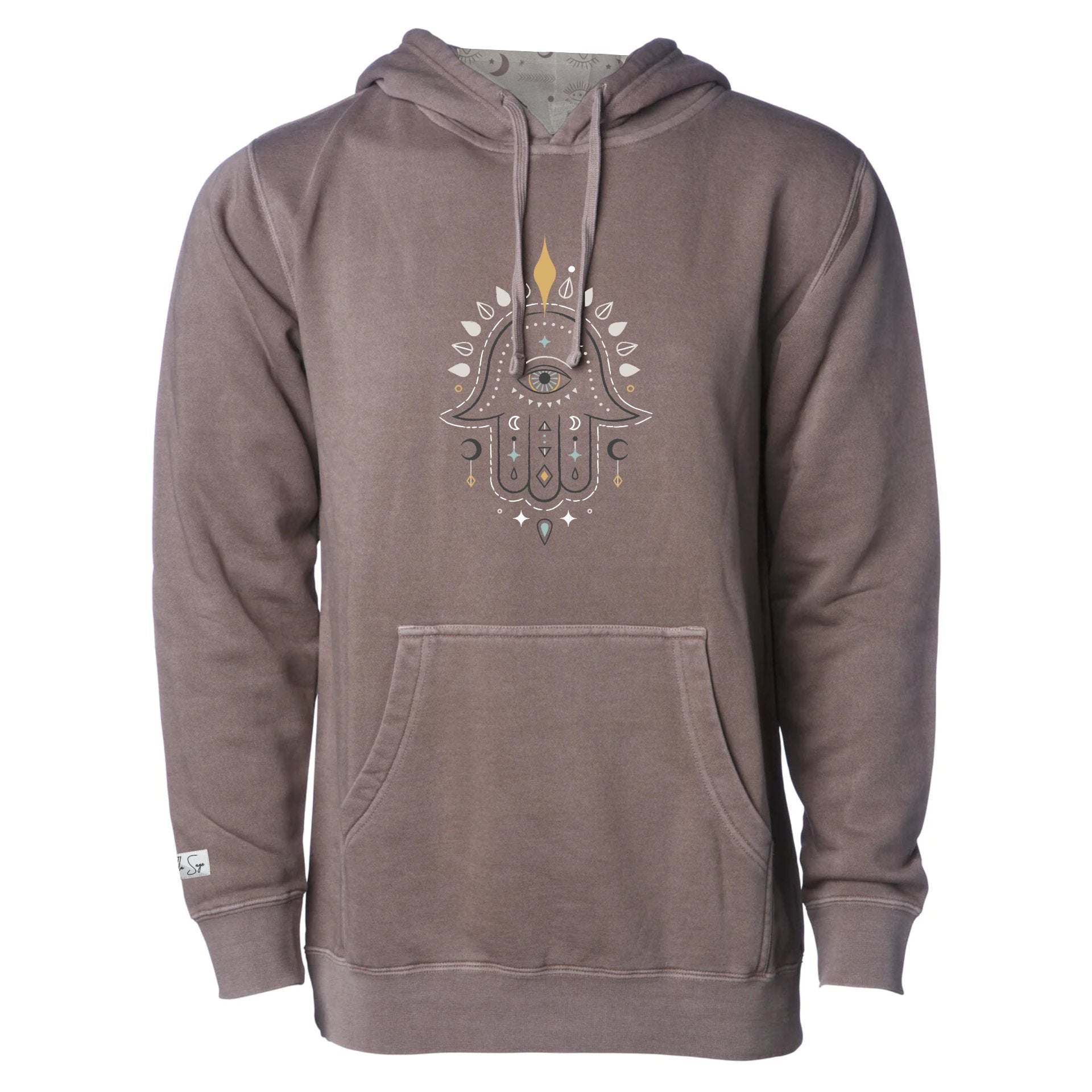 Boho Hamsa Pigment Dyed Hoodie - Stella Sage