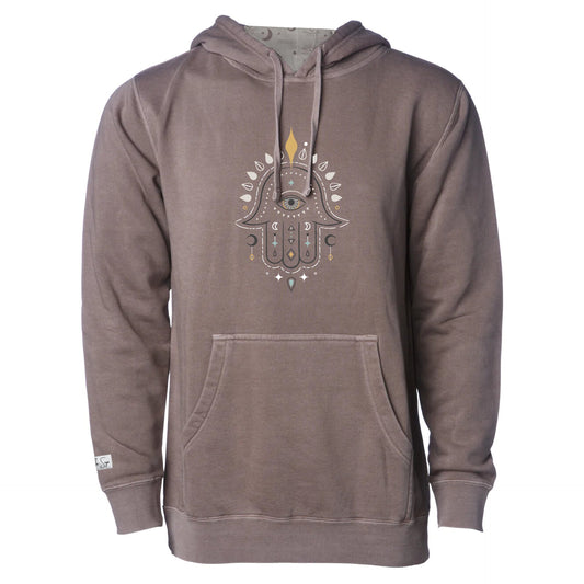 Boho Hamsa Pigment Dyed Hoodie - Stella Sage