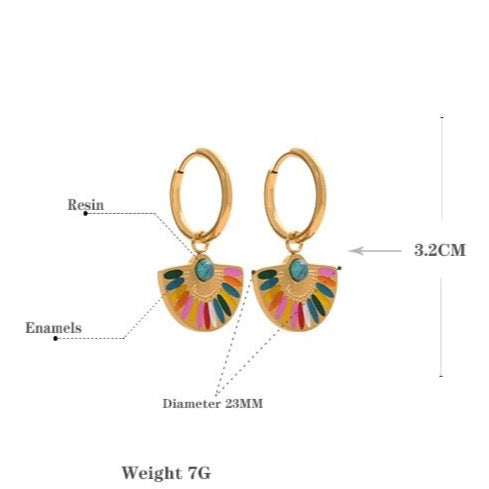 Boho Rainbow Drop Hoop Earrings - Stella Sage