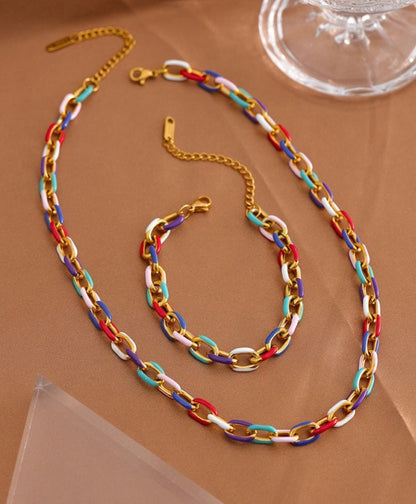 Colorful Chains Necklace & Bracelet - Stella Sage