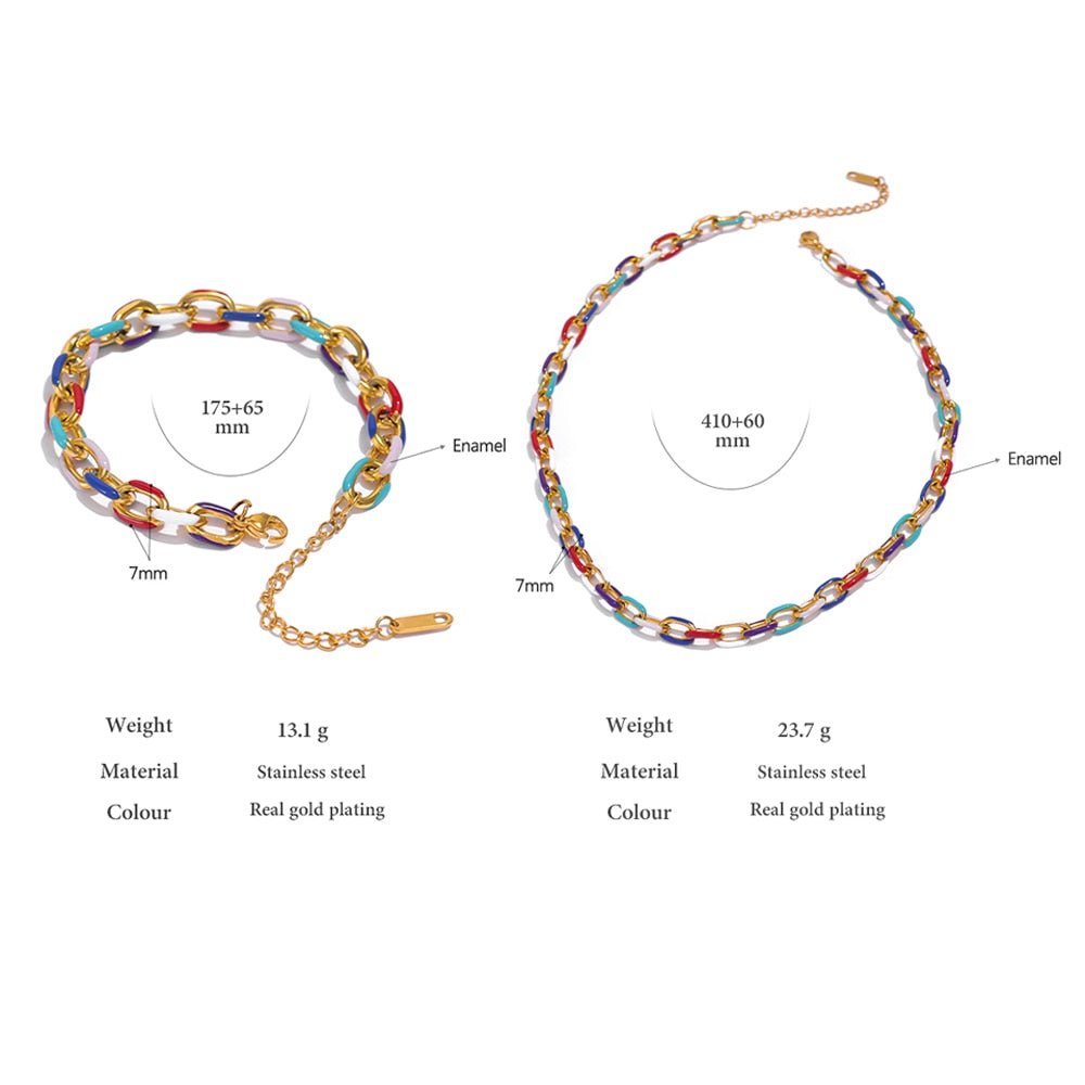 Colorful Chains Necklace & Bracelet - Stella Sage