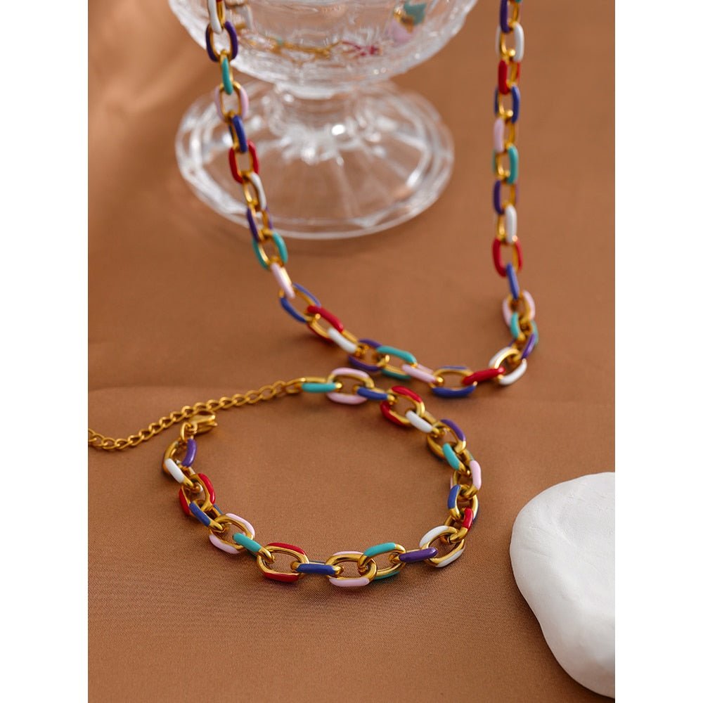 Colorful Chains Necklace & Bracelet - Stella Sage
