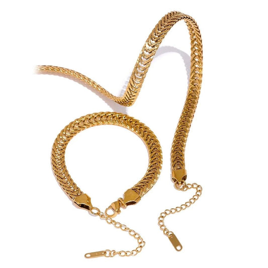 Fishtail Braid Chain Necklace & Bracelet