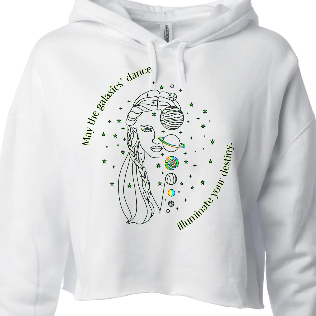 Galaxies' Dance Lightweight Crop Hoodie - Stella Sage