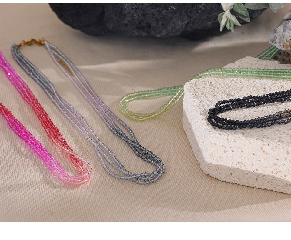 Gathered Gradient Gemstone Choker Necklace - Stella Sage