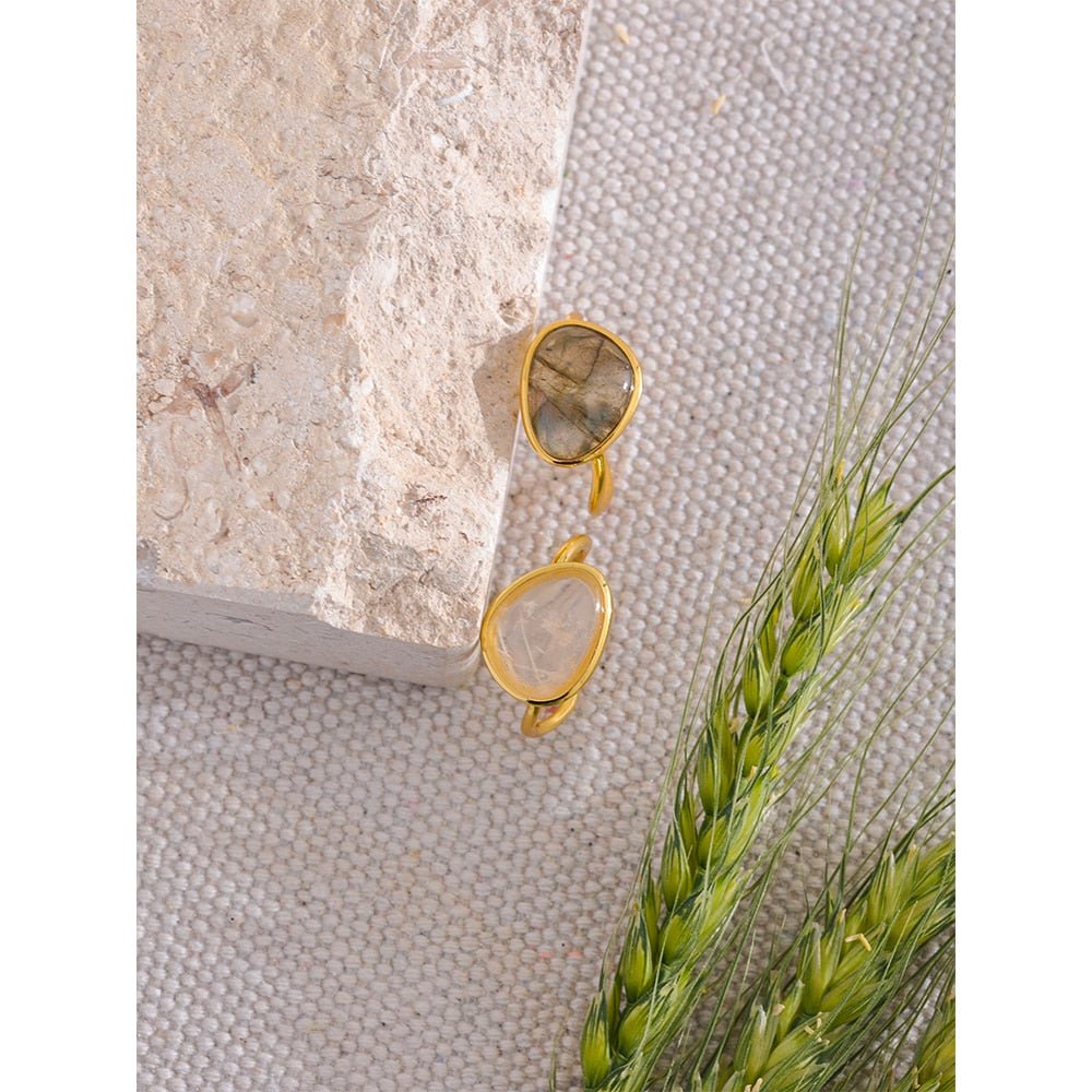 Golden Moonstone Rings - Stella Sage