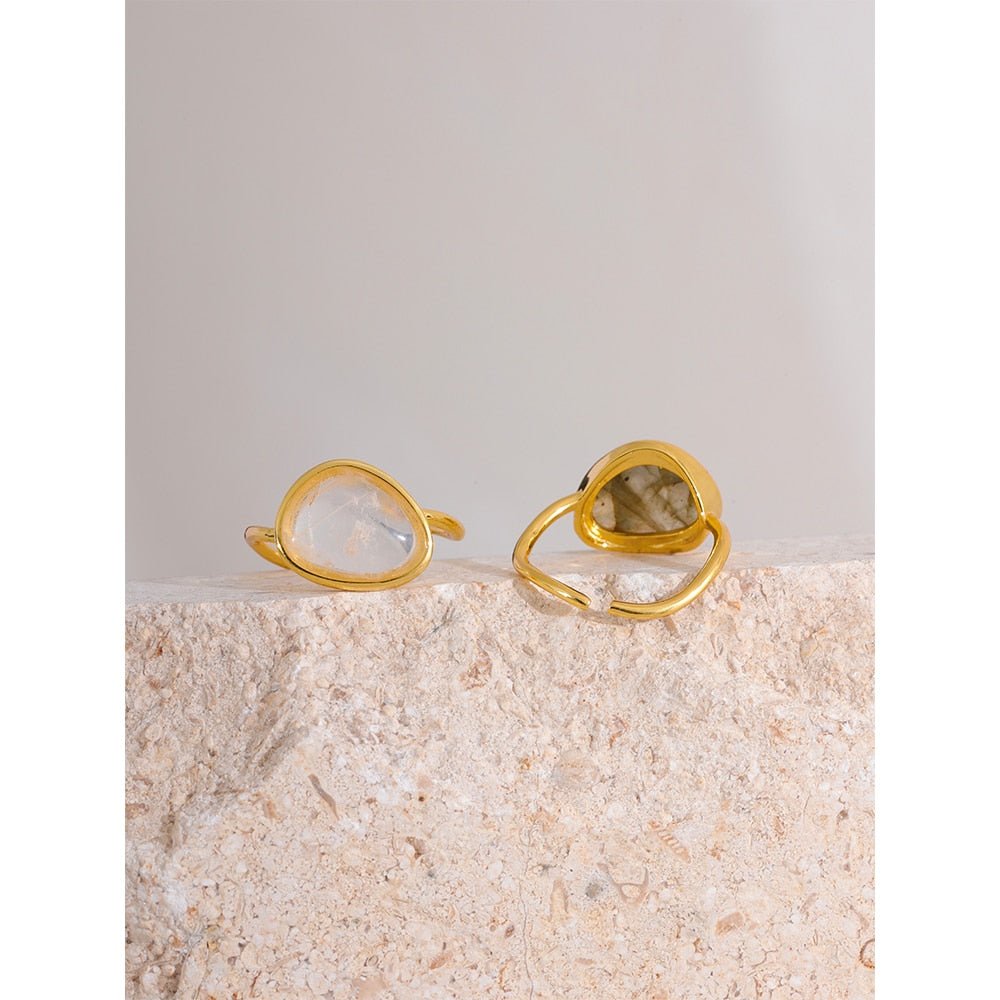 Golden Moonstone Rings - Stella Sage