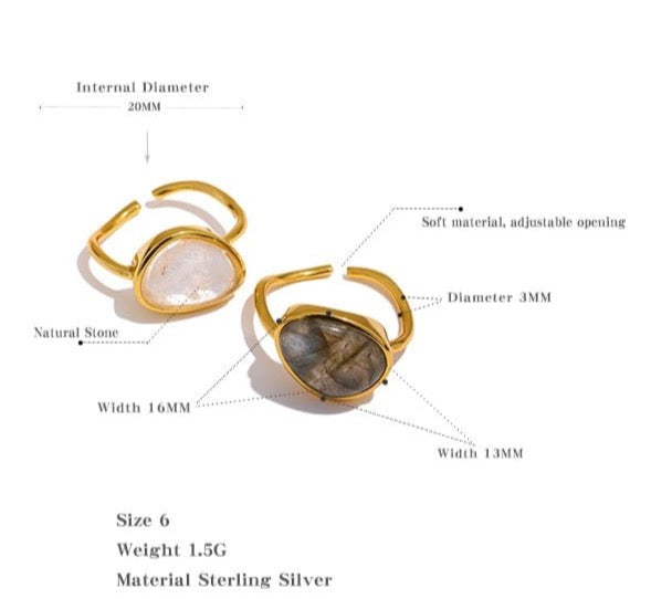 Golden Moonstone Rings - Stella Sage