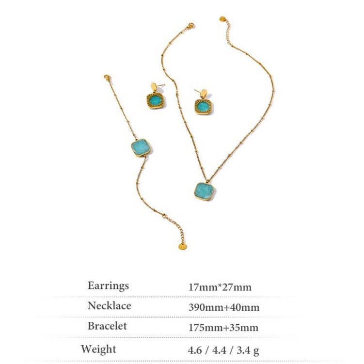 Golden Rim Amazonite Necklace & Bracelet - Stella Sage