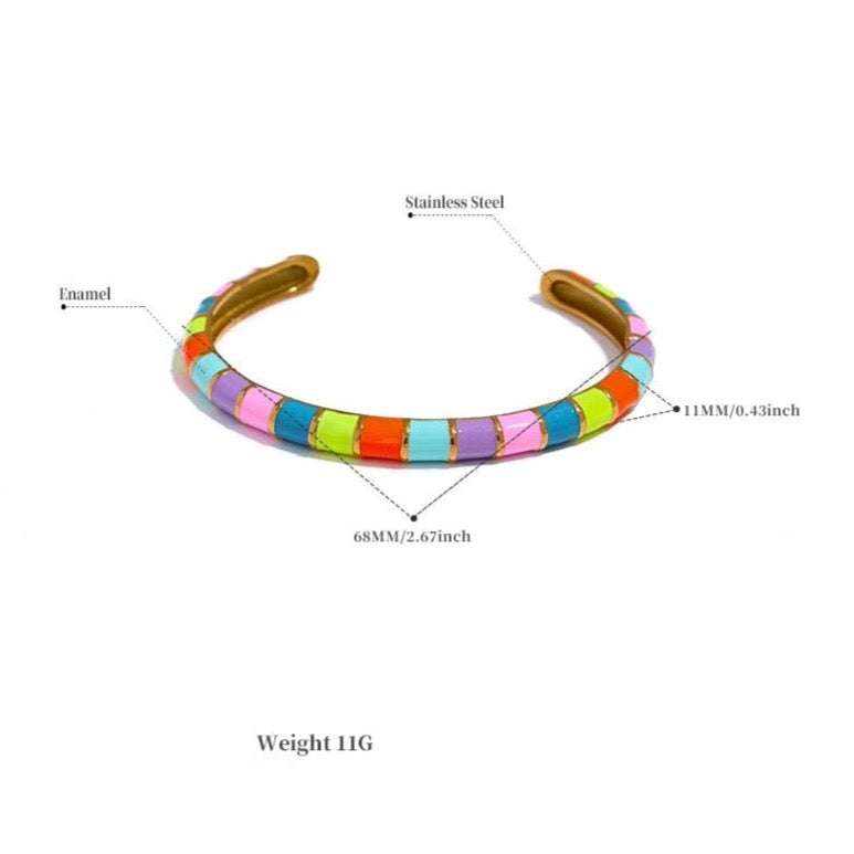 Golden Stripe Colorful Cuff Bracelet - Stella Sage
