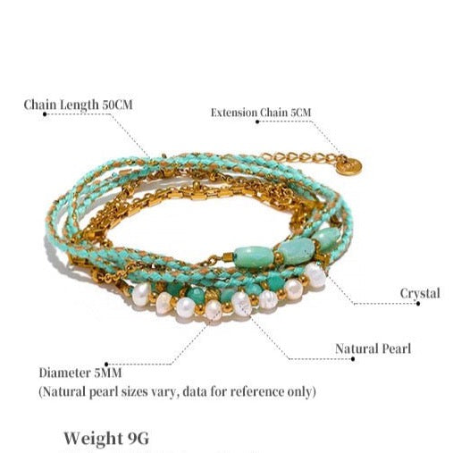 Layered Boho Braid Necklace - Green - Stella Sage