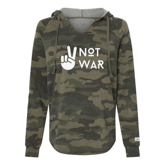 Peace Not War Embroidered Camo Hooded Sweatshirt - Stella Sage