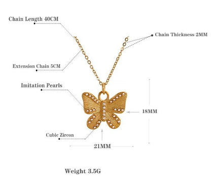 Pearl Winged Butterfly Necklace - Stella Sage