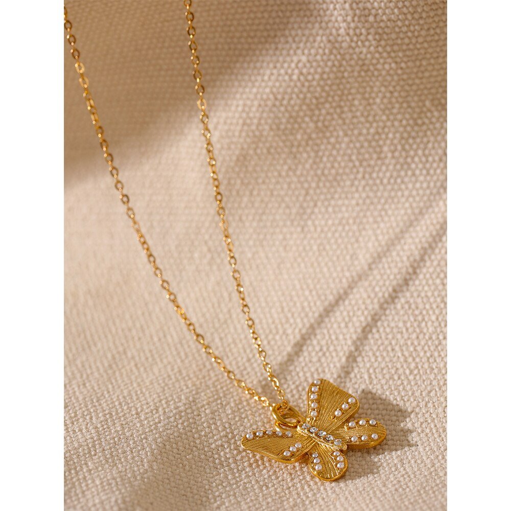 Pearl Winged Butterfly Necklace - Stella Sage