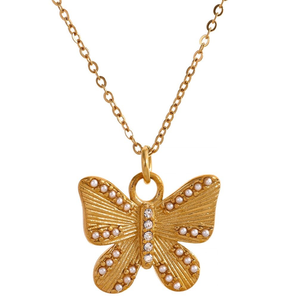Pearl Winged Butterfly Necklace - Stella Sage