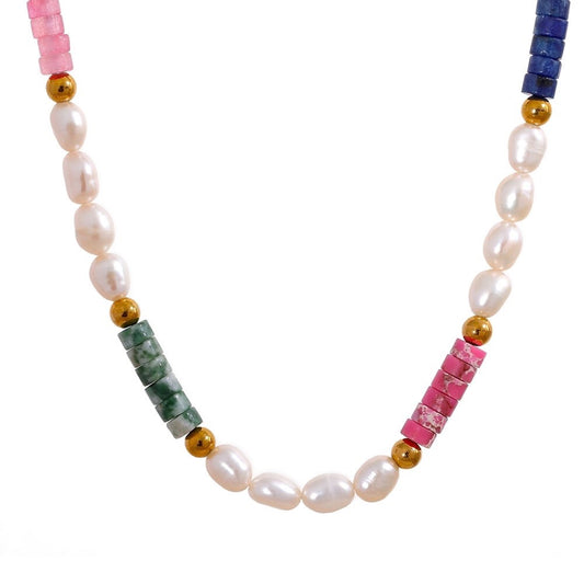 Pop of Pearl Beaded Choker Necklace - Stella Sage