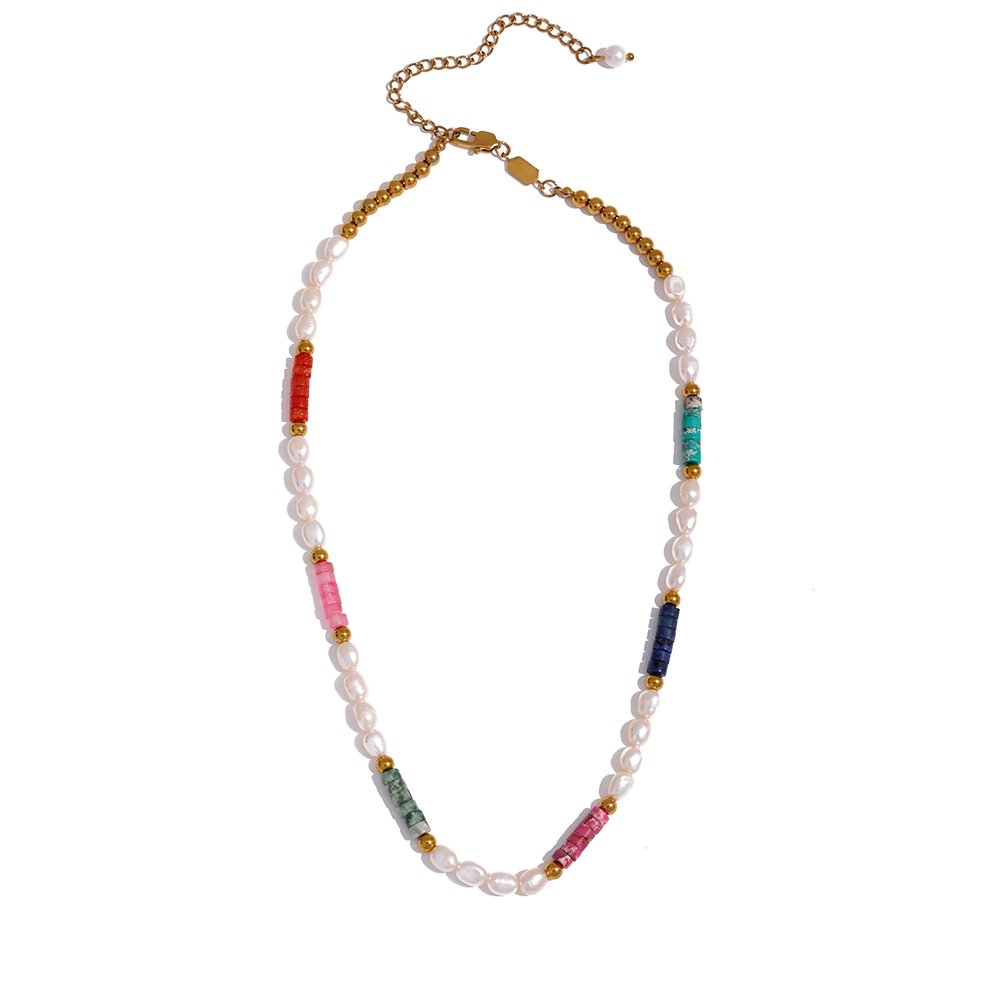 Pop of Pearl Beaded Choker Necklace - Stella Sage