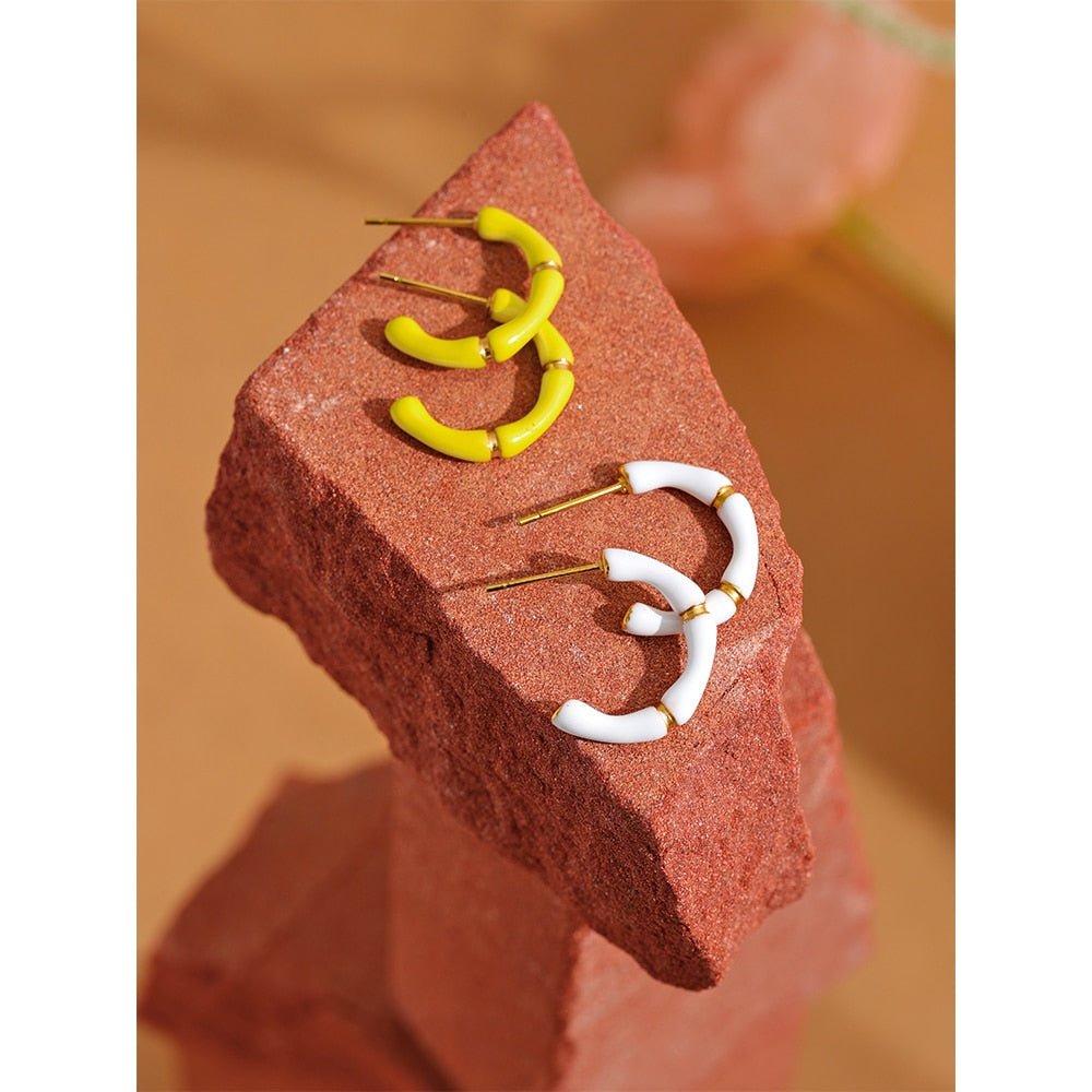 Supernova Enamel Hoop Stud Earrings - Stella Sage