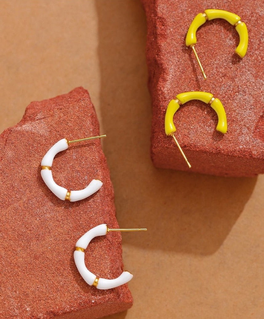 Supernova Enamel Hoop Stud Earrings - Stella Sage