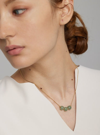 Three Green Aventurine Necklace - Stella Sage
