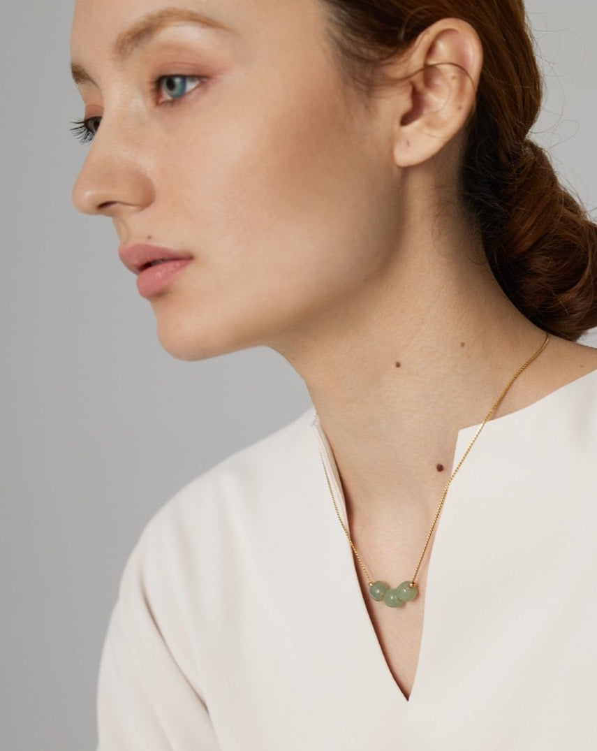 Three Green Aventurine Necklace - Stella Sage