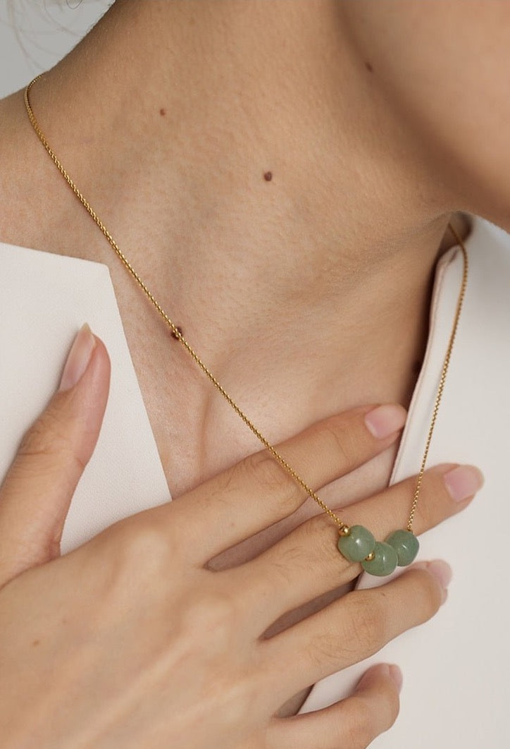 Three Green Aventurine Necklace - Stella Sage