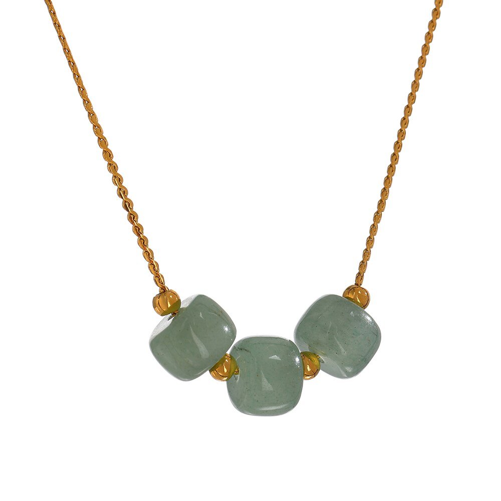 Three Green Aventurine Necklace - Stella Sage