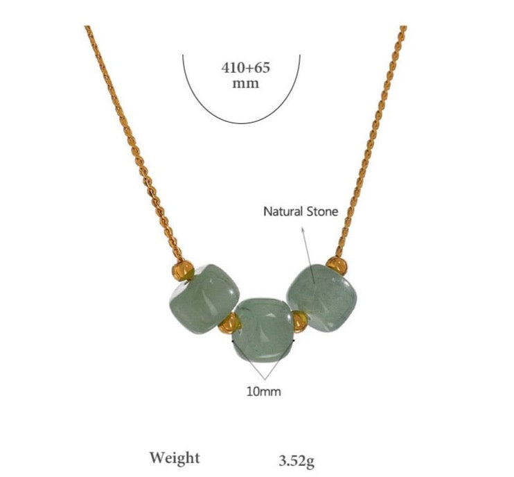 Three Green Aventurine Necklace - Stella Sage