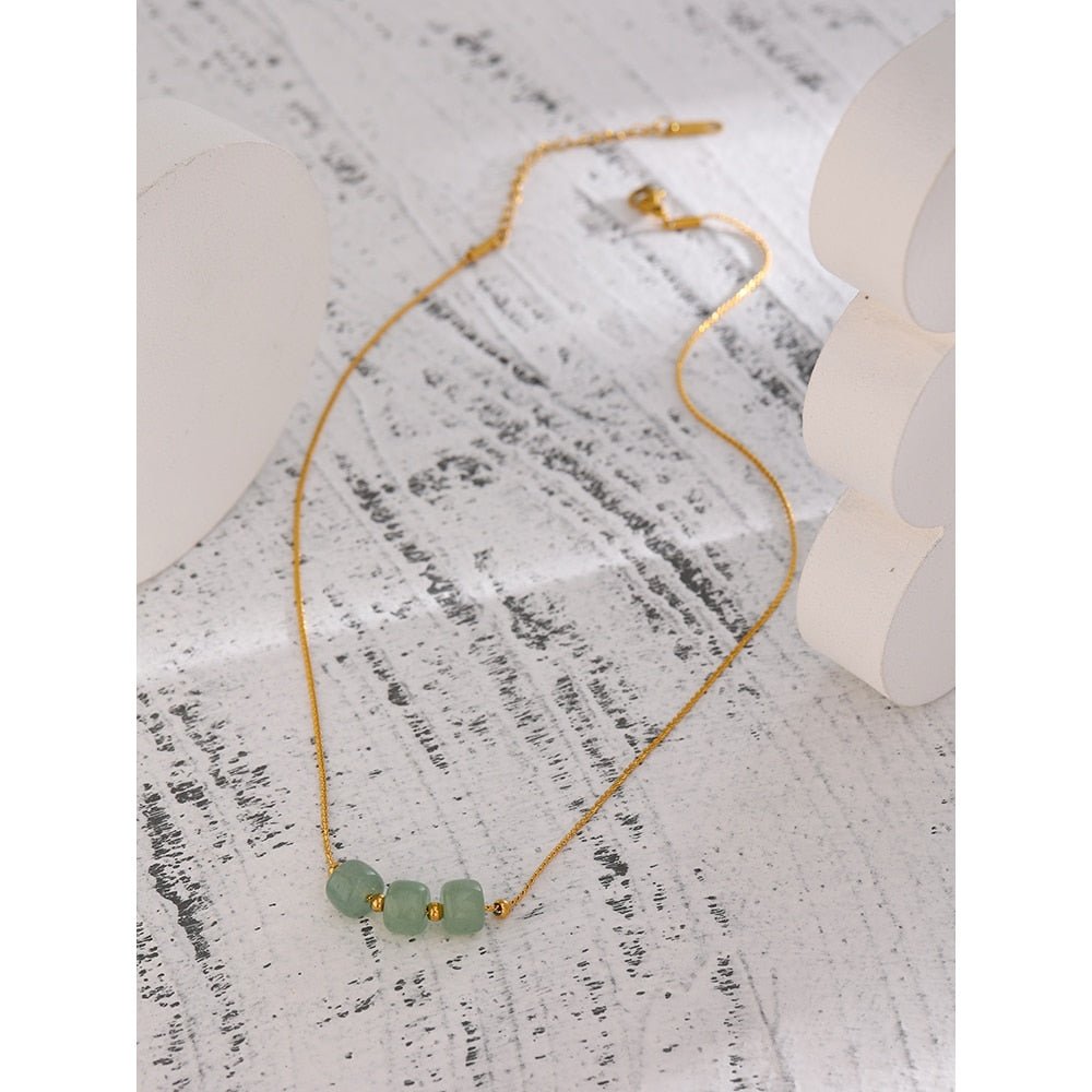 Three Green Aventurine Necklace - Stella Sage