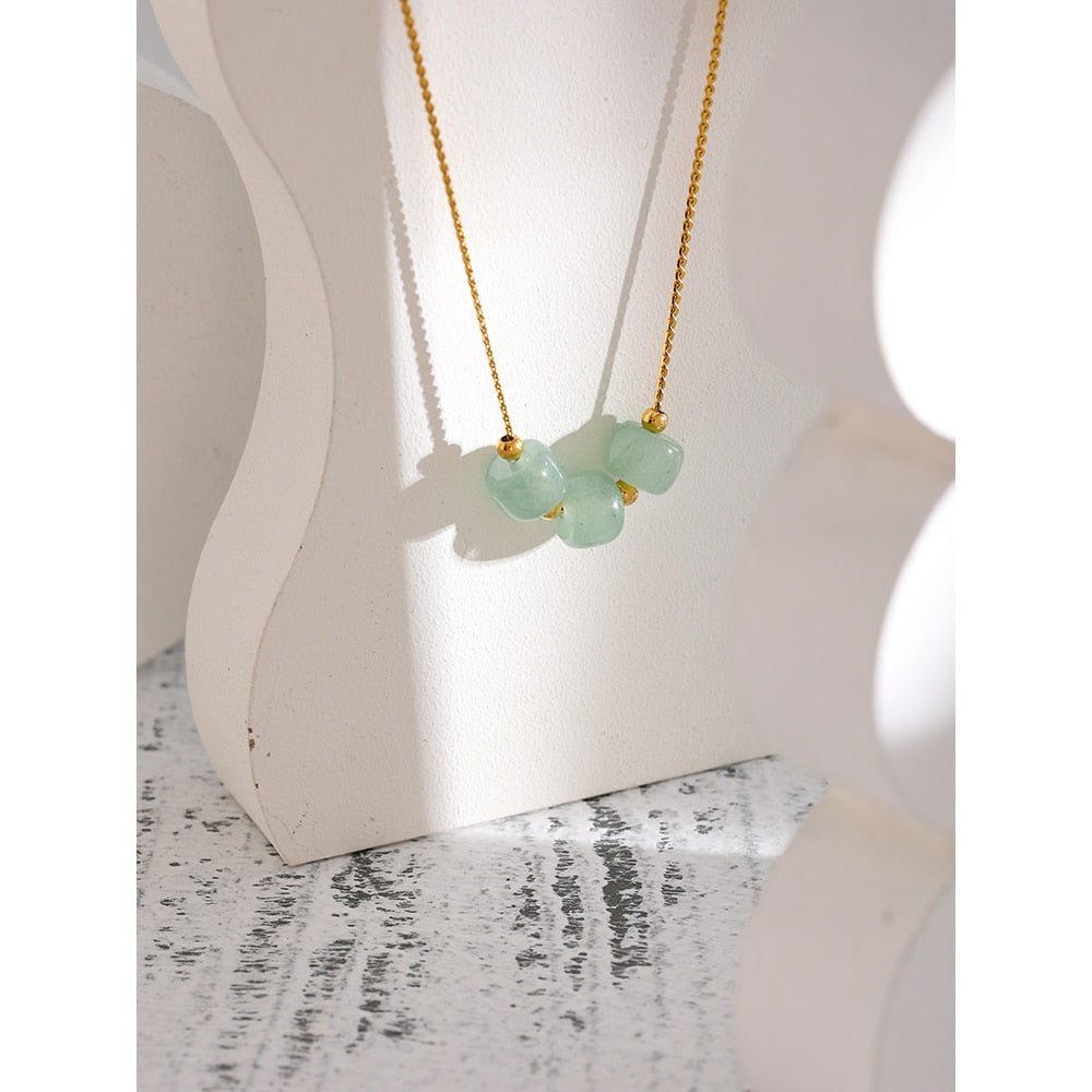 Three Green Aventurine Necklace - Stella Sage