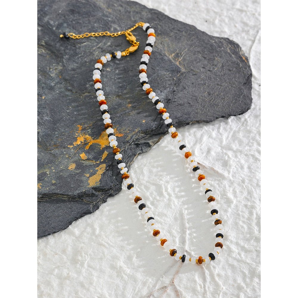 Tiger Bead Collar Necklace - Stella Sage