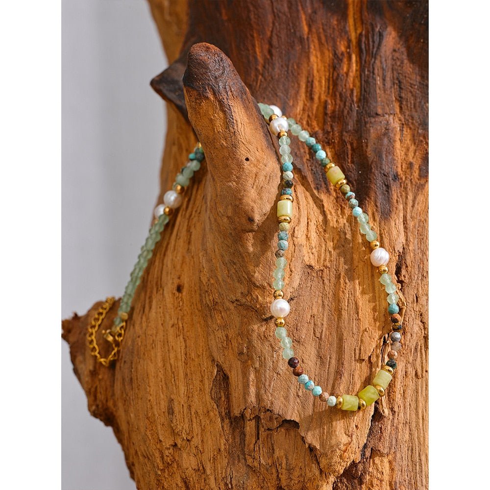 Tranquil Teal Beaded Choker Necklace - Stella Sage