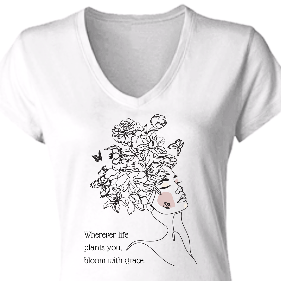 Bloom with Grace V-Neck T-Shirt