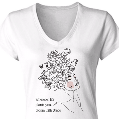 Bloom with Grace V-Neck T-Shirt