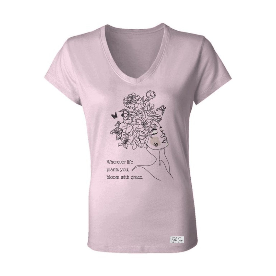 Bloom with Grace V-Neck T-Shirt - Stella Sage