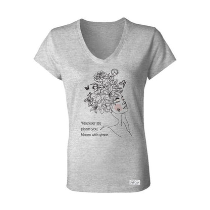 Bloom with Grace V-Neck T-Shirt - Stella Sage