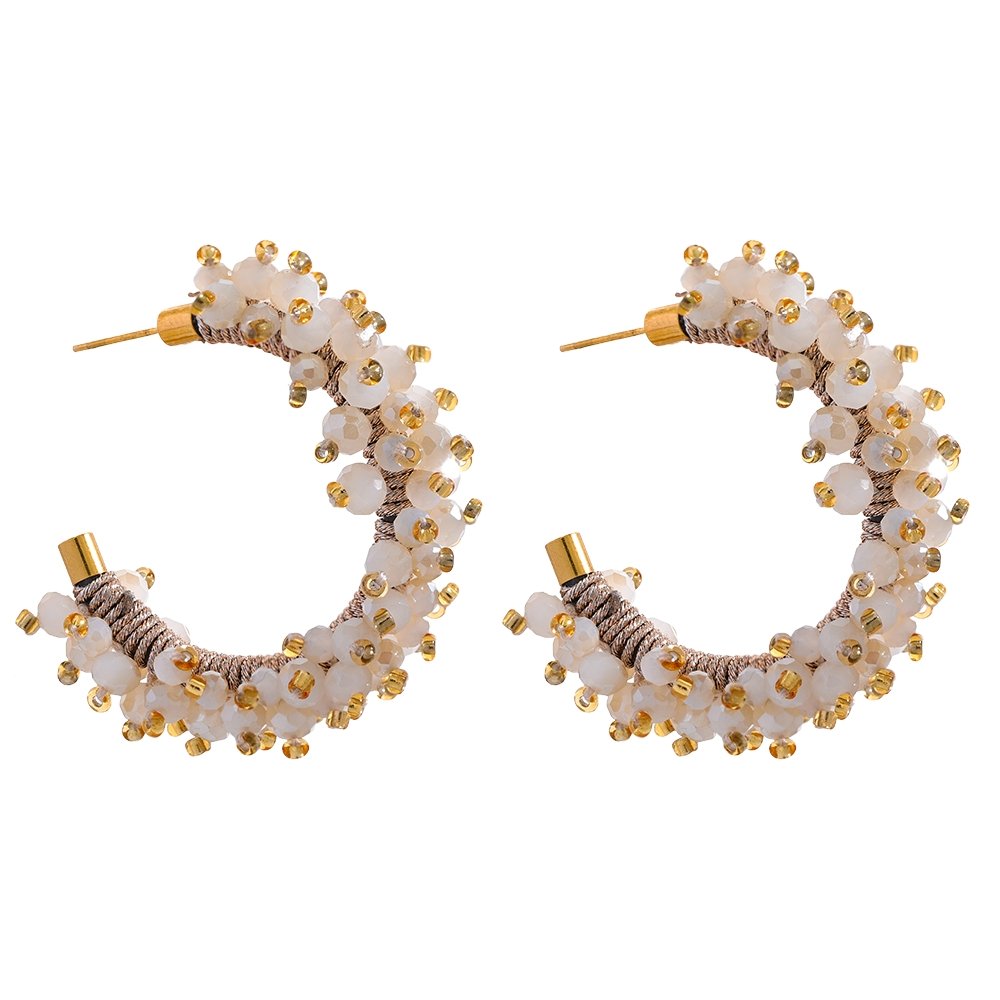 Bollywood Beaded Hoop Stud Earrings - Stella Sage
