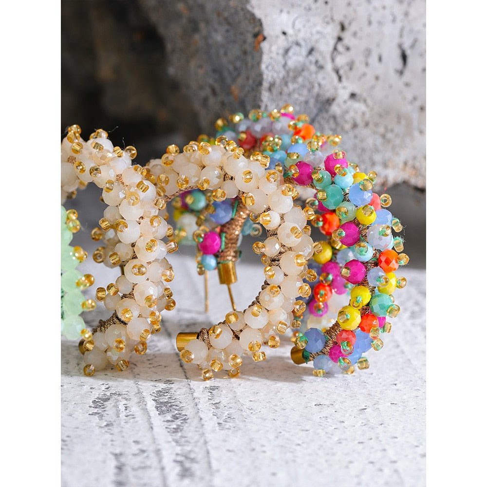 Bollywood Beaded Hoop Stud Earrings - Stella Sage