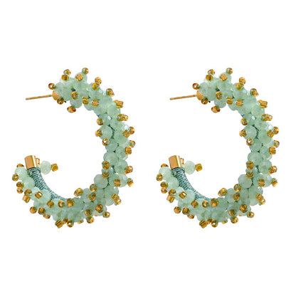 Bollywood Beaded Hoop Stud Earrings - Stella Sage