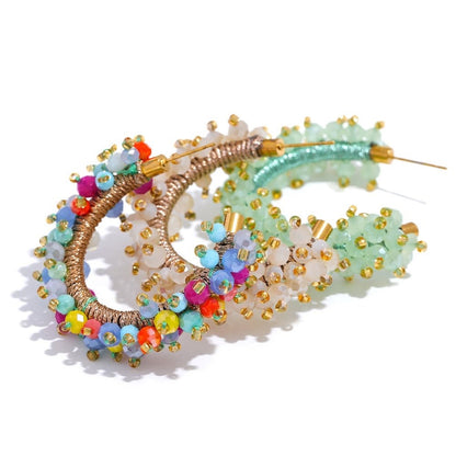 Bollywood Beaded Hoop Stud Earrings - Stella Sage