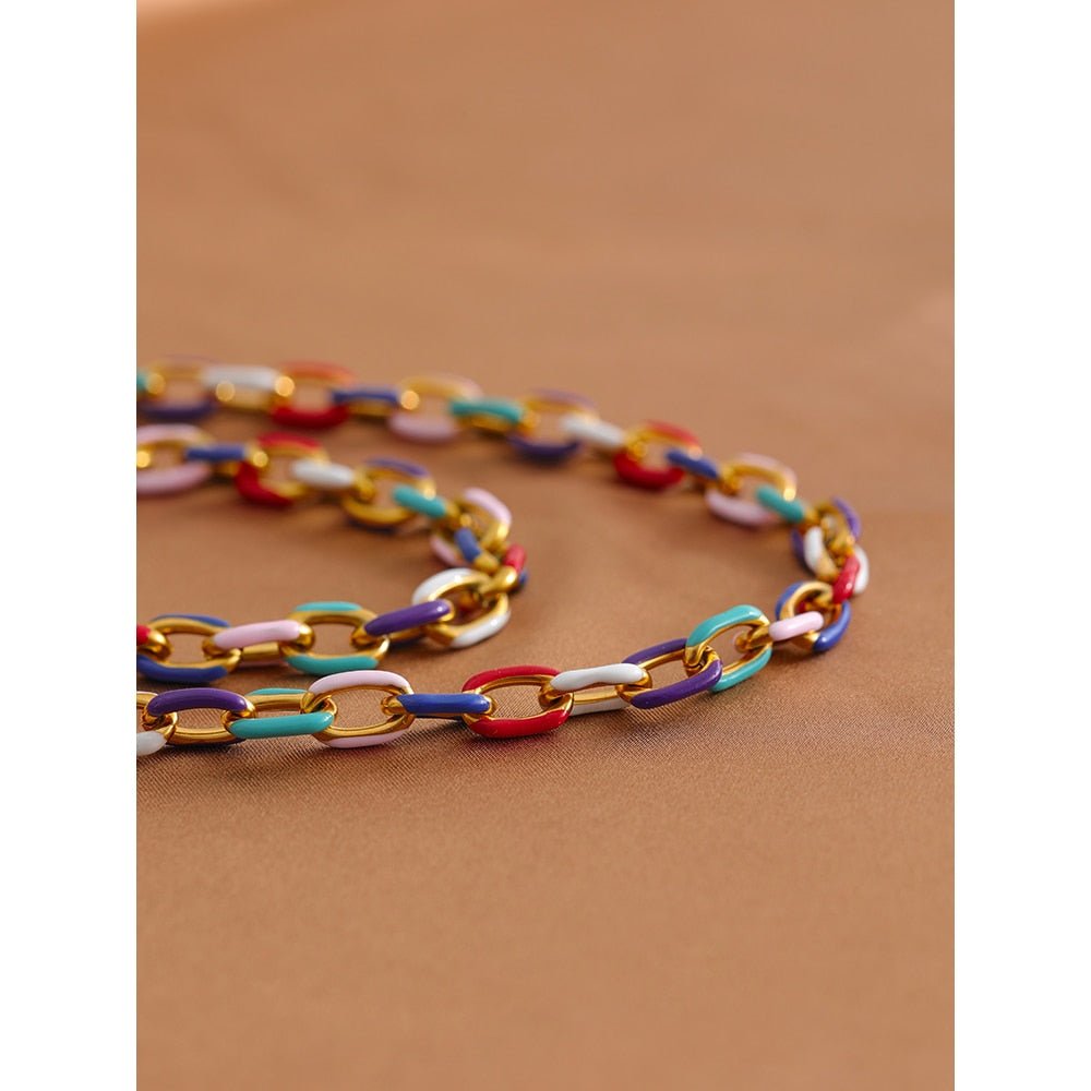 Colorful Chains Necklace & Bracelet - Stella Sage