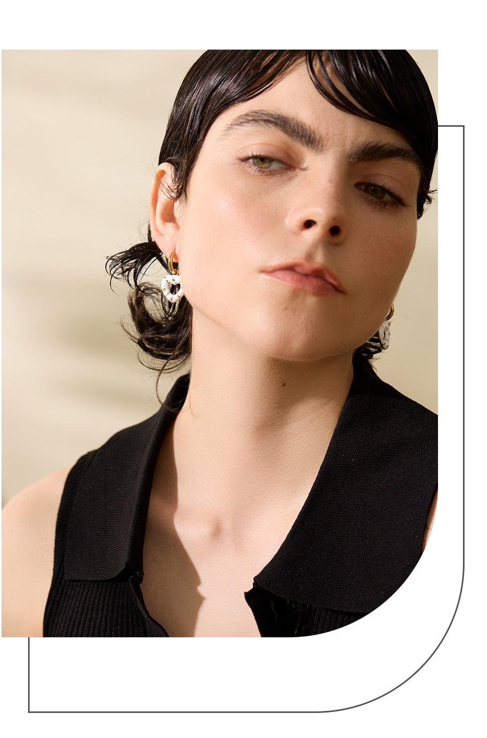 Colorful Emotions Enamel Heart Drop Hoop Earrings - Stella Sage